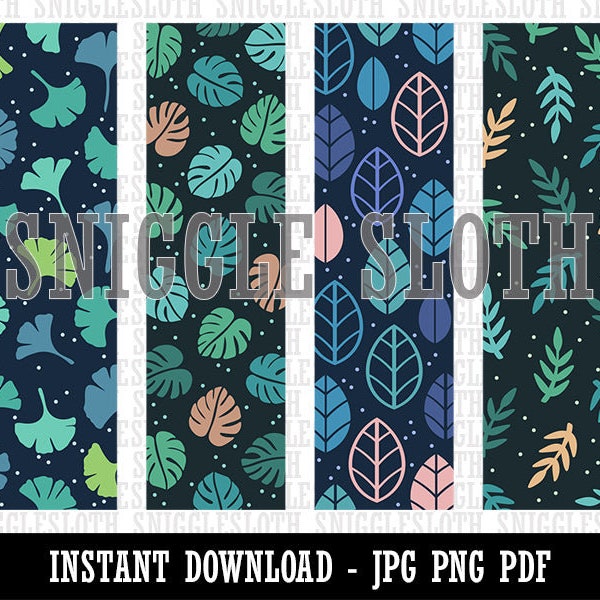 Leaf Variants Blue Green Tones Bookmarks Instant Digital Download Print Printable JPG PDF PNG Template File