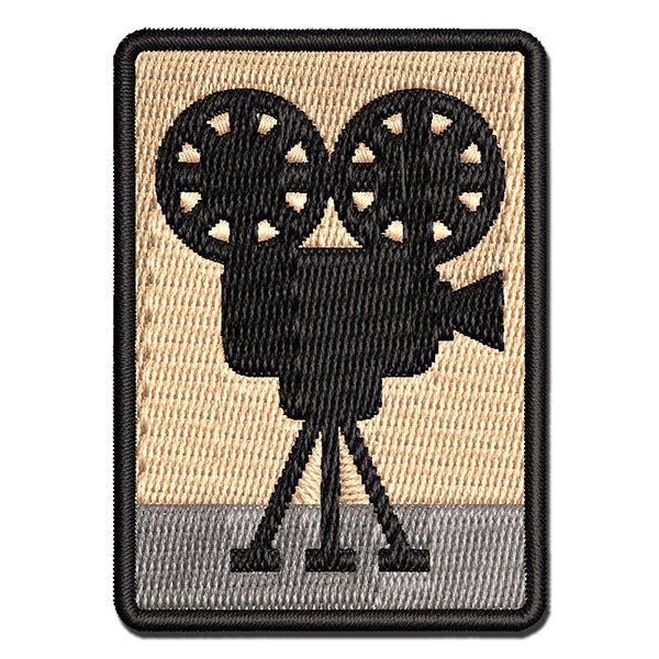 Film Movie Camera Multi-Color Embroidered Iron-On or Hook & Loop Patch Applique