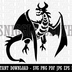 Fierce Horned Flying Dragon Wyvern Clipart Instant Digital Download SVG EPS PNG pdf ai dxf jpg Cut Files Commercial Use