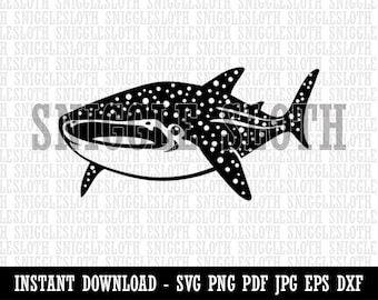 Spotted Whale Shark Clipart Instant Digital Download SVG EPS PNG pdf ai dxf jpg Cut Files for Commercial Use