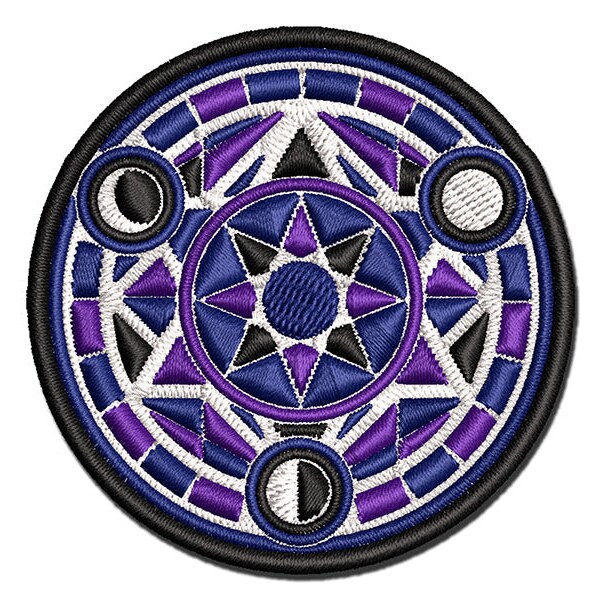 Magic Summoning Circle with Runes Multi-Color Embroidered Iron-On or Hook & Loop Patch Applique