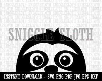 Peeking Sloth Clipart Instant Digital Download SVG EPS PNG pdf ai dxf jpg Cut Files for Commercial Use