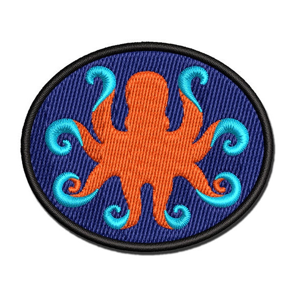 Octopus with Twisting Tentacle Arms Multi-Color Embroidered Iron-On or Hook & Loop Patch Applique