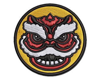 Chinese New Year Lion Dancer Head Multi-Color Embroidered Iron-On Patch Applique