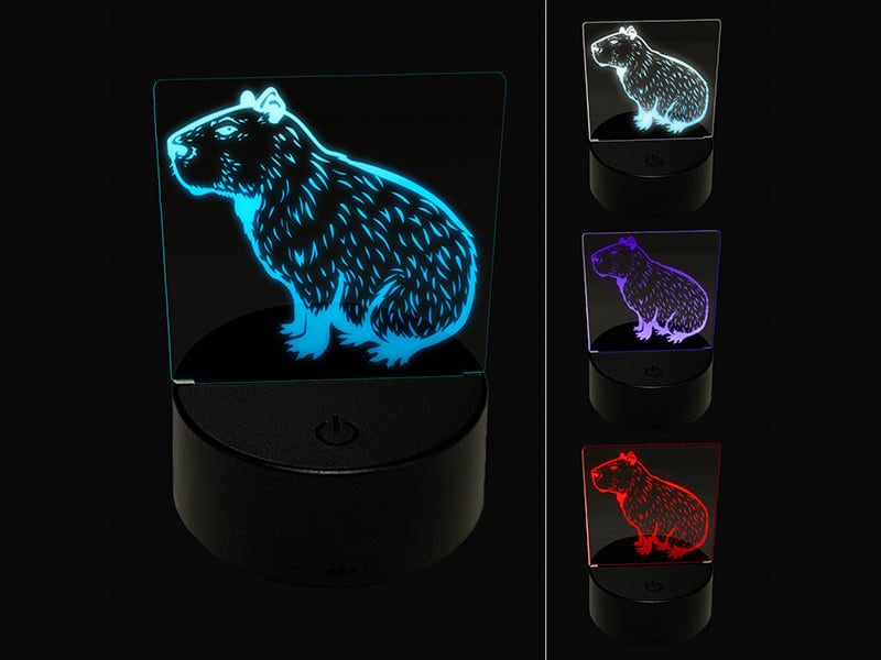 Capybara le rongeur géant amical 3D Illusion LED Night Light Signe