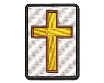 Cross Christian Church Religion Outline Multi-Color Embroidered Iron-On or Hook & Loop Patch Applique