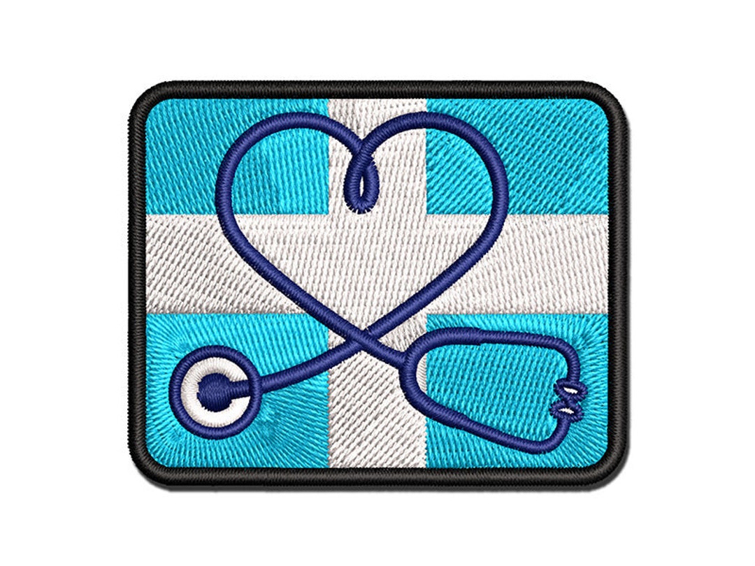 Nurse Doctor Heart Shaped Stethoscope Multicolor Embroidered Ironon