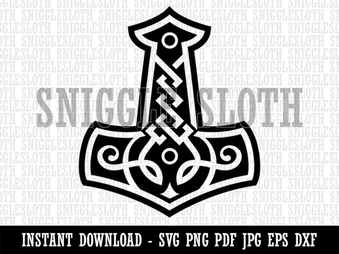 Mjolnir Symbol Norse Viking Hammer of Thor Clipart Digital Download SVG