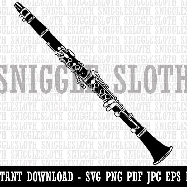 Clarinet Woodwind Musical Instrument Clipart Instant Digital Download SVG EPS PNG pdf ai dxf jpg Cut Files Commercial