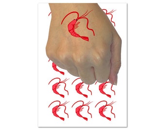 Shrimp Solid Temporary Tattoo Water Resistant Fake Body Art Set Collection (1 Sheet)