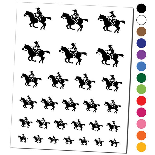 Wild Western Cowboy Riding on Horse Temporary Tattoo Water Resistant Fake Body Art Set Collection