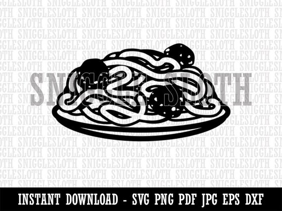 Spaghetti and Meatballs Italian Pasta Clipart Instant Digital | Etsy