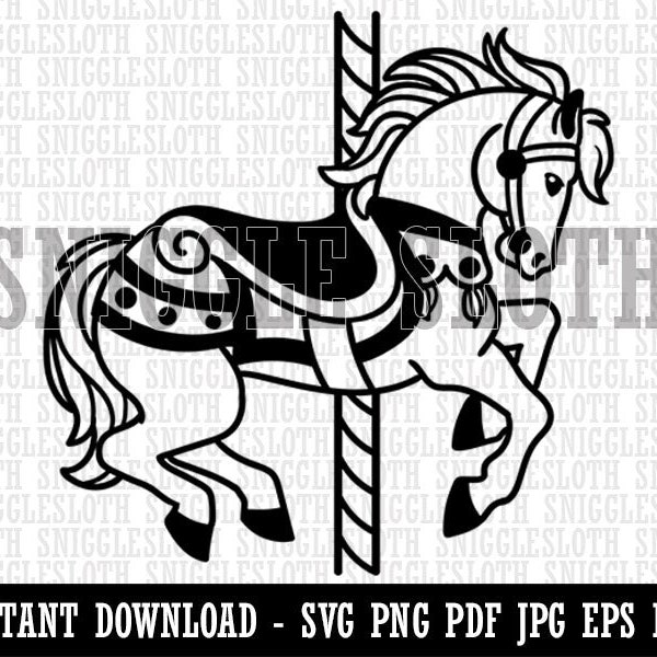 Fancy Carousel Horse Merry-Go-Round Clipart Instant Digital Download SVG EPS PNG pdf ai dxf jpg Cut Files Commercial Use