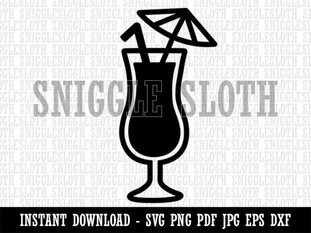 Daiquiri Cocktail Umbrella Drink Clipart Instant Digital Download SVG