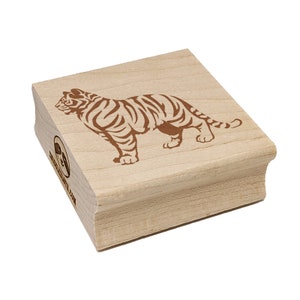 Regal Standing Bengal Tiger Square Rubber Stamp for Stamping Crafting