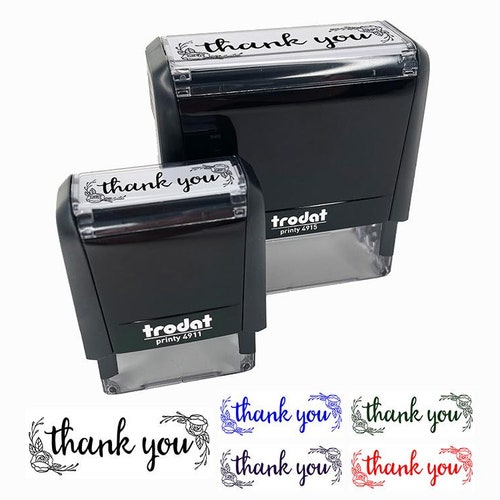 Thank You Stamp Rubber Stamp Self Inking Wood Handle - Etsy