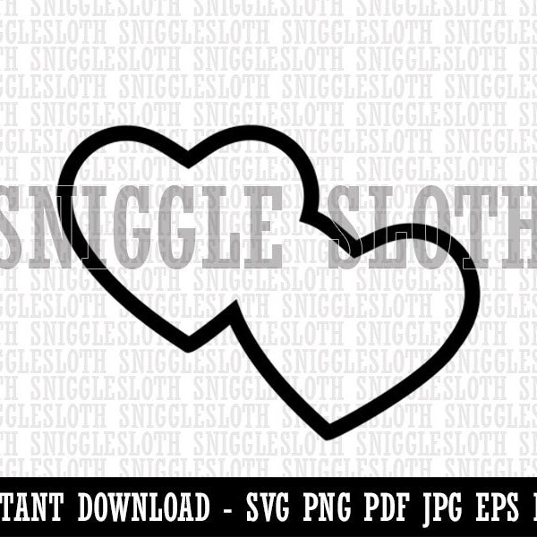 Double Heart Symbol Outline Clipart Instant Digital Download SVG EPS PNG pdf ai dxf jpg Cut Files for Commercial Use