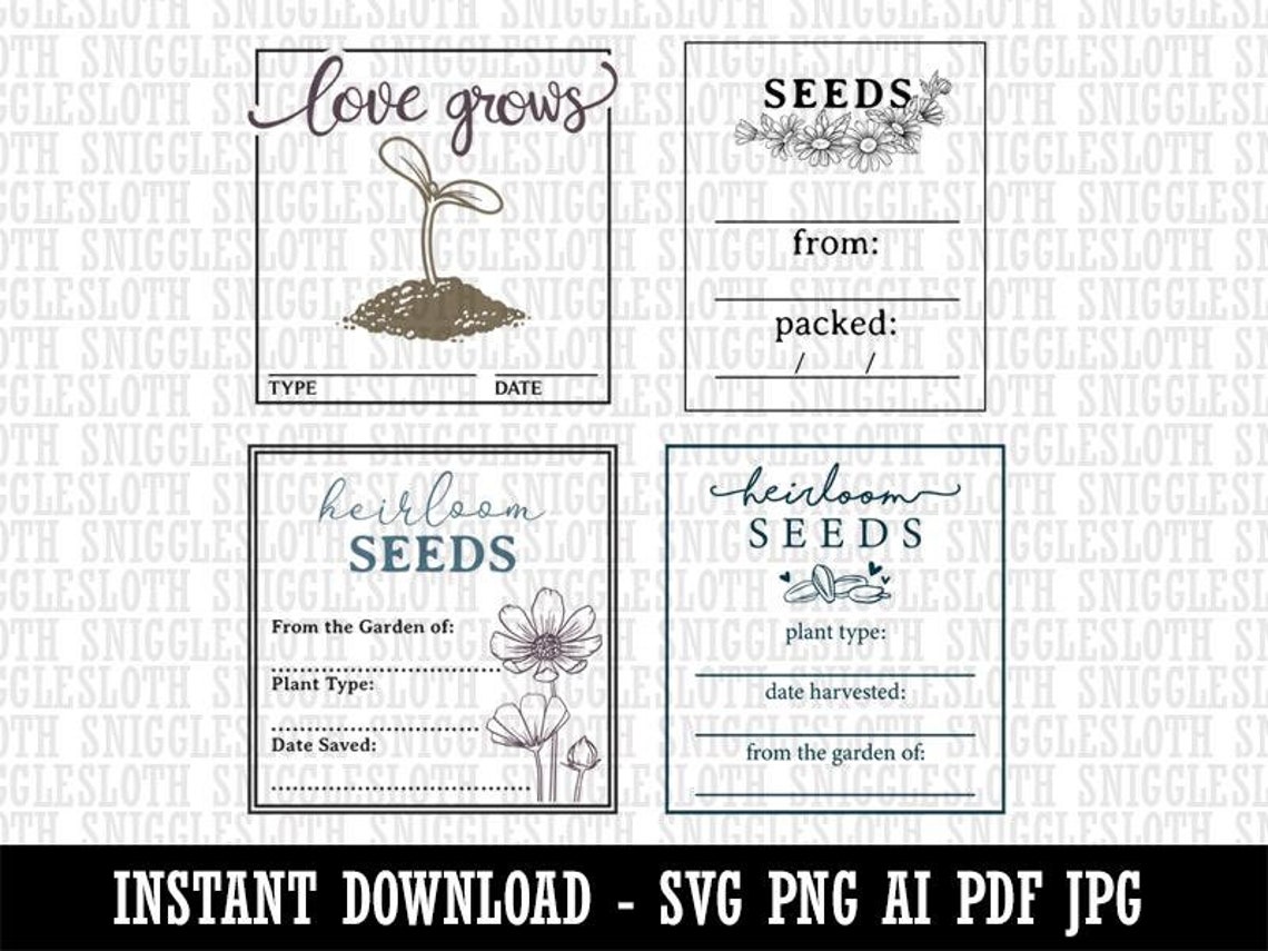 Seed Packet Labels Tags Clipart Instant Digital Download AI | Etsy