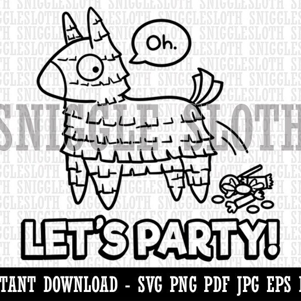 Let's Party Pinata Funny Clipart Instant Digital Download SVG EPS PNG pdf ai dxf jpg Cut Files for Commercial Use