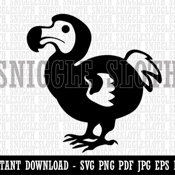 Éteint Dodo Bird Clipart Téléchargement numérique instantané SVG EPS PNG PDF AI DXF JPG Fichiers coupés pour un usage commercial