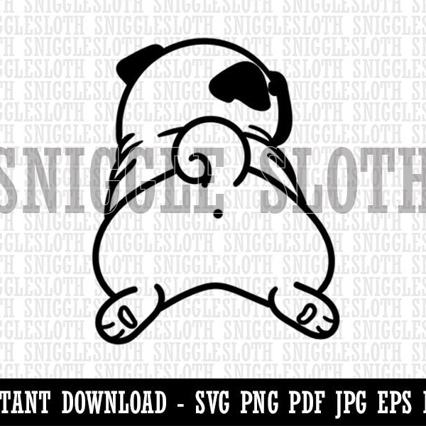 Pug from Behind Butt Dog Clipart Instant Digital Download SVG EPS PNG pdf ai dxf jpg Cut Files for Commercial Use