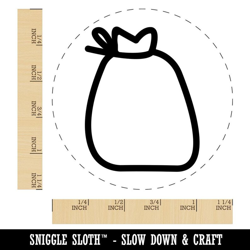 Bag with Tie Outline Rubber Stamp for Stamping Crafting Planners