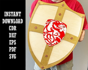 Warrior Fighter Fantasy Shield Cdr Dxf Eps Pdf SVG Digital Download Laser Design Template File