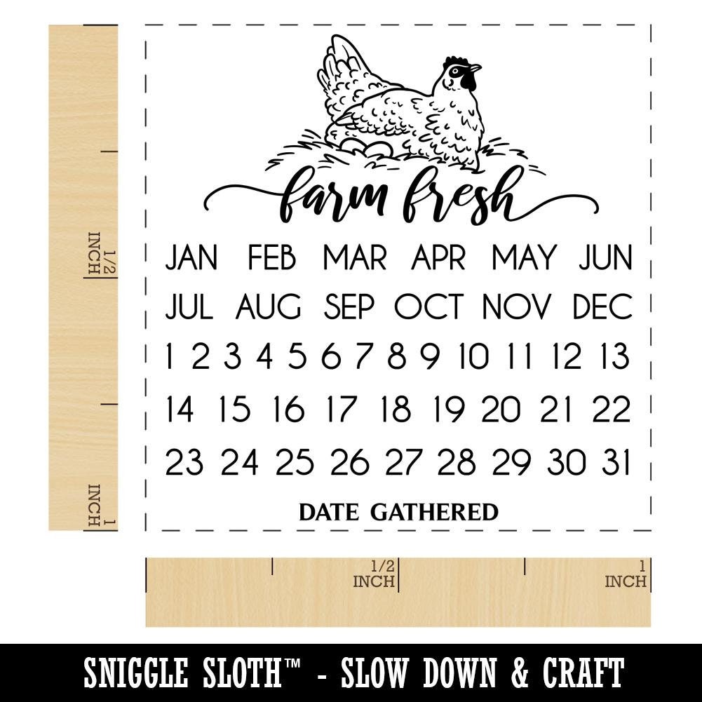 Egg Laid Expiration Date Calendar Self-Inking Rubber Stamp Ink Stamper