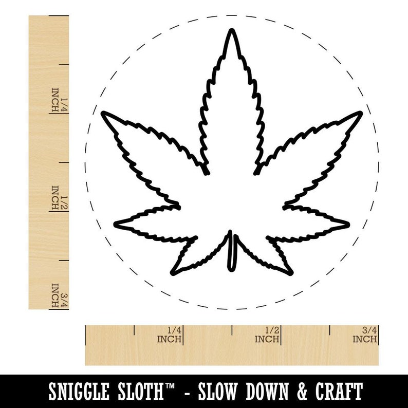 Marijuana Leaf Outline Rubber Stamp for Stamping Crafting Planners