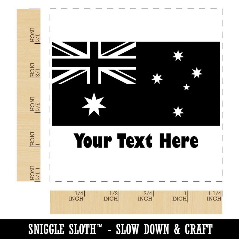 Australia Flag 1 Line Custom Personalized Square Rubber Stamp