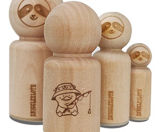 Fishing Duck Rod Bucket Hat Rubber Stamp for Stamping Crafting Planners