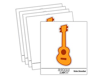 Ukulele Music Instrument Doodle Waterproof Vinyl Phone Tablet Laptop Water Bottle Sticker Set - 5 Pack