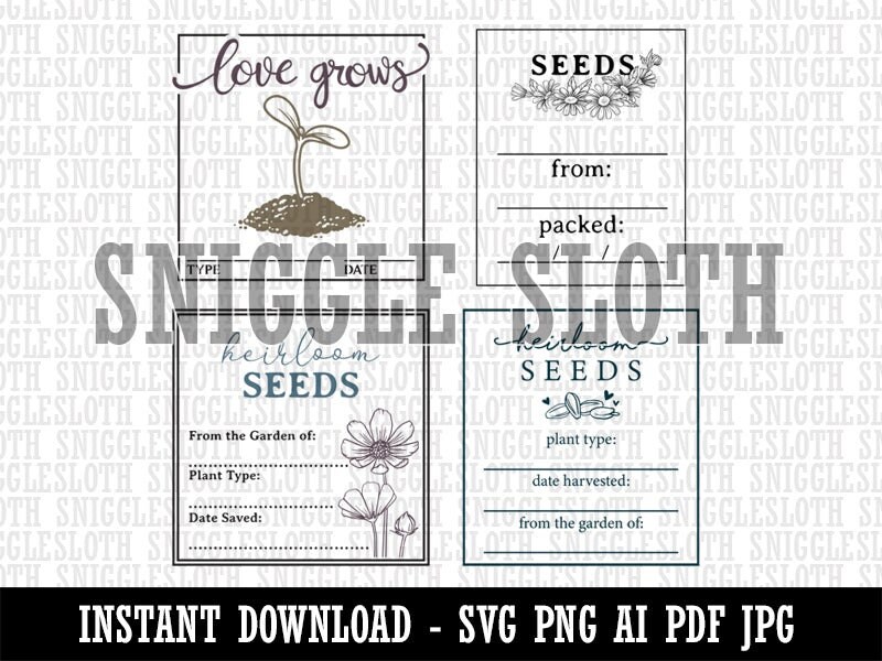 Seed Packet Labels Tags Clipart Set Instant Digital Download - Etsy