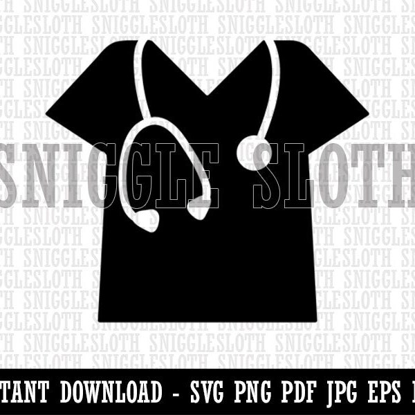 Medical Scrubs and Stethoscope Hospital Doctor Nurse Clipart Digital Download SVG EPS PNG pdf ai dxf jpg Cut Files