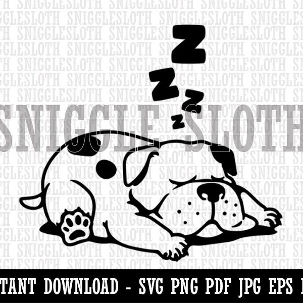 Chubby Spotted Dog Sleeping Clipart Instant Digital Download SVG EPS PNG pdf ai dxf jpg Cut Files for Commercial Use