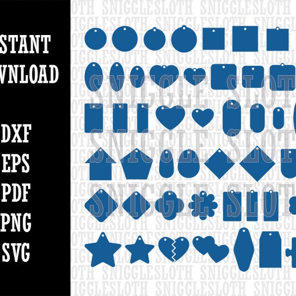 50 Keychains Gift Tags Designs Digital Instant Download Templates SVG EPS DXF pdf png File for Laser or Cricut