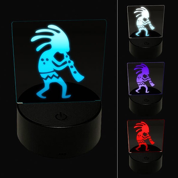 Kokopelli Southwest Native American Fertility Deity 3D Illusion LED Night Light Sign Nightstand Desk Lamp