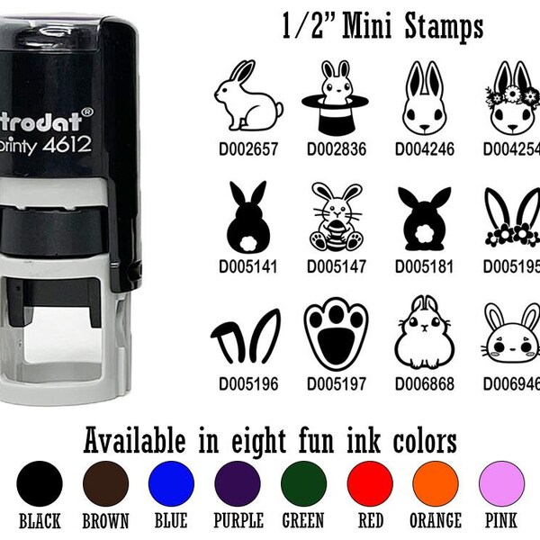 Rabbit Easter Bunny Ears 1/2" Self-Inking Rubber Stamp Ink Stamper