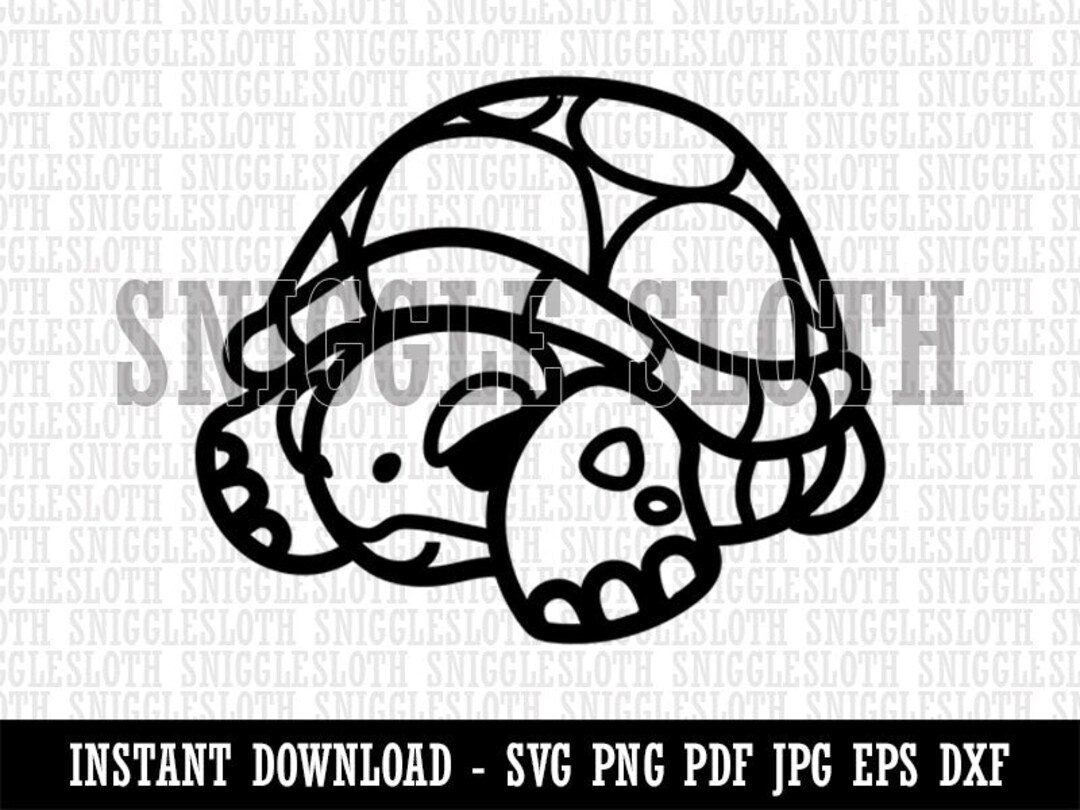 Shy Turtle Hiding in Shell Clipart Instant Digital Download SVG EPS PNG