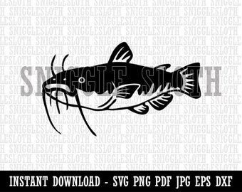 Freshwater Catfish Fish Fishing Clipart Instant Digital Download SVG EPS PNG pdf ai dxf jpg Cut Files for Commercial Use