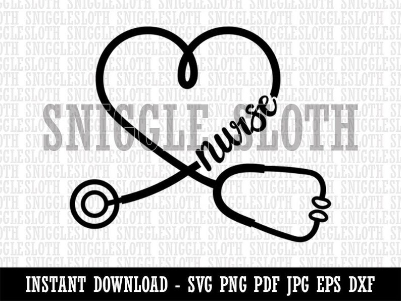 Nurse Heart Stethoscope Clipart Instant Digital Download SVG - Etsy
