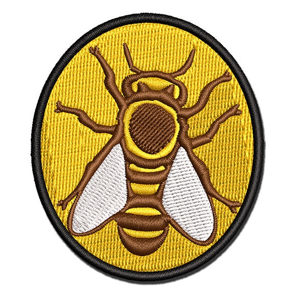 European Honey Bee Insect Beekeeping Multi-Color Embroidered Iron-On or Hook & Loop Patch Applique