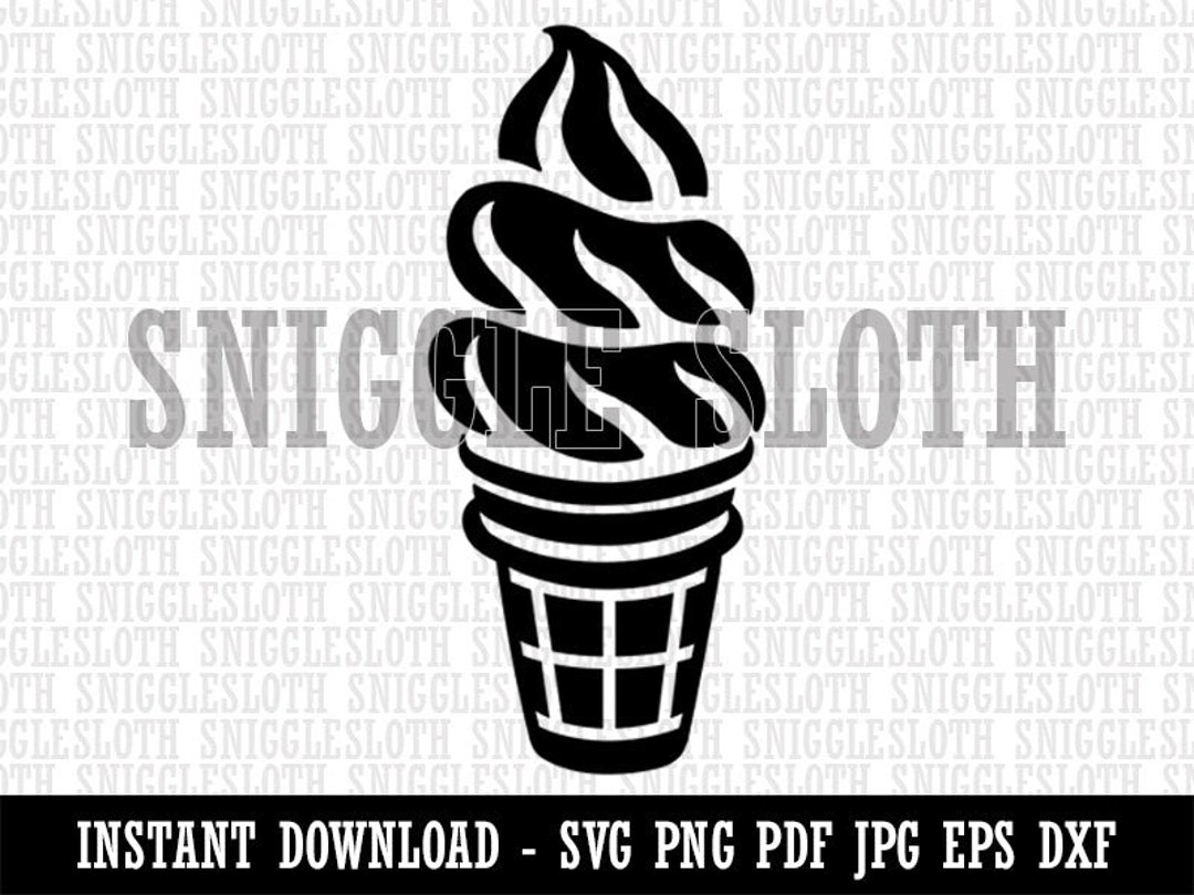 Soft Serve Ice Cream on a Cone Clipart Instant Digital Download SVG EPS