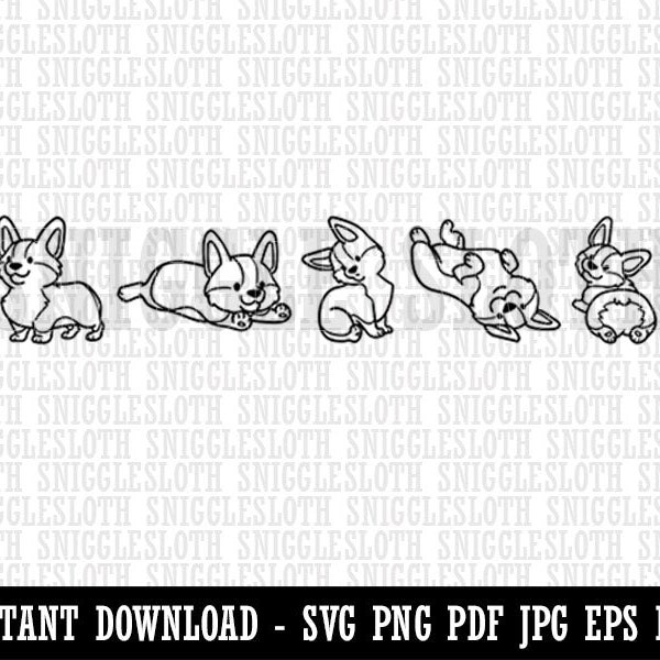 Chibi Pembroke Welsh Corgi Dog Border Clipart Instant Digital Download SVG EPS PNG pdf ai dxf jpg Cut Files Commercial