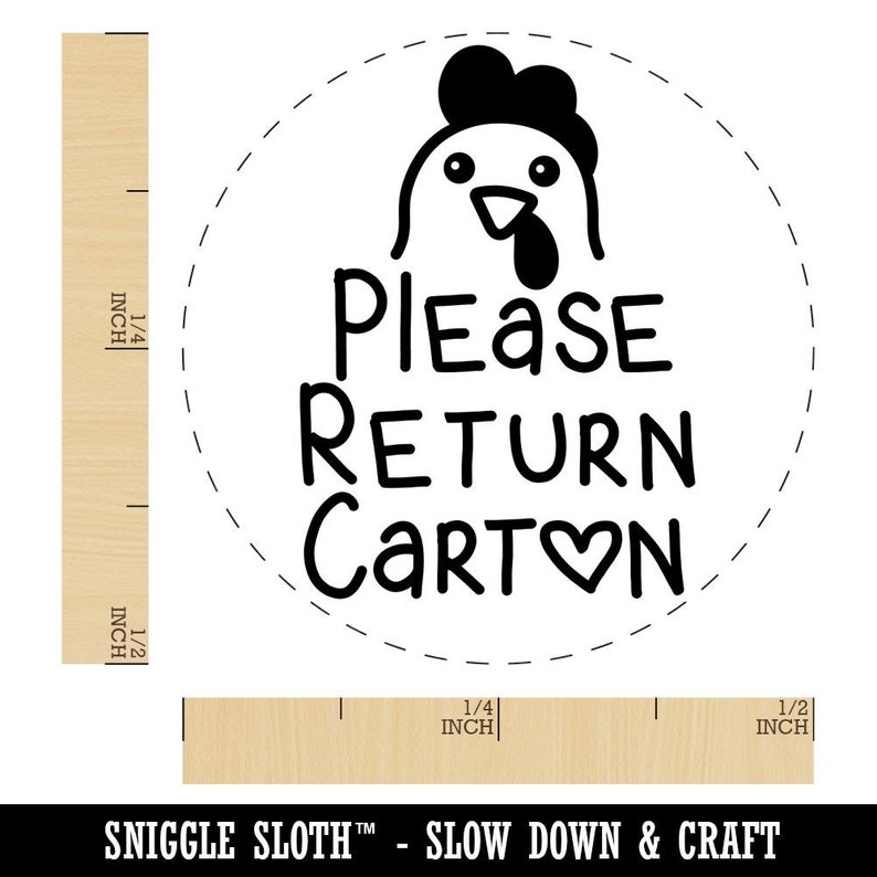 Please Return Carton Chicken Egg Rubber Stamp