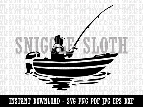 Fisherman in Fishing Boat Clipart Instant Digital Download SVG EPS PNG Pdf  Ai Dxf Jpg Cut Files for Commercial Use -  Canada