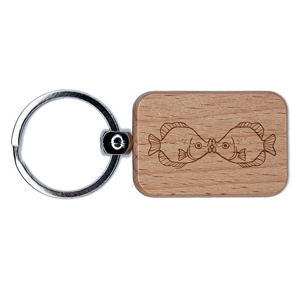 Gourami Kissing Fish Aquarium Pet Engraved Wood Rectangle Keychain Tag Charm