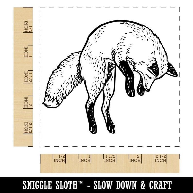 Jumping Leaping Fox Square Rubber Stamp for Stamping Crafting