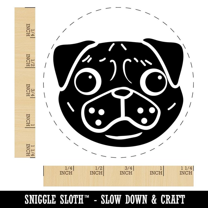 Pug Face Rubber Stamp for Stamping Crafting Planners 1-1/4 Inch Large