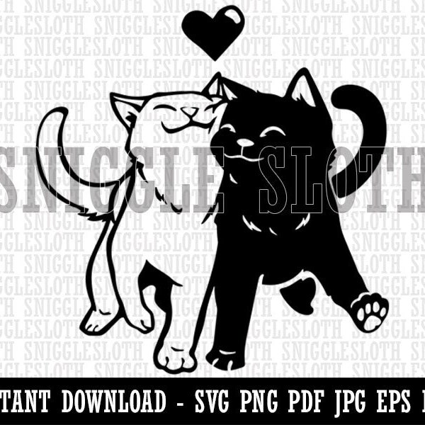 Coccole Gatto Coppia Amore Anniversario San Valentino Clipart Digital Download SVG EPS PNG pdf ai dxf jpg Cut Files